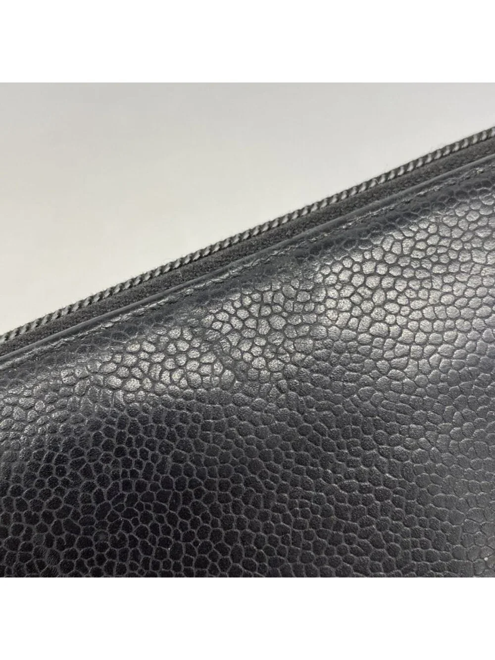 Chanel Wallet Caviar Leather Black Gold